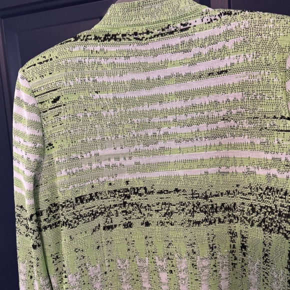 Ming Wang Lime Green Black Textured Twin Knit Blazer Sweater Tank Set Medium - Picture 4 of 10